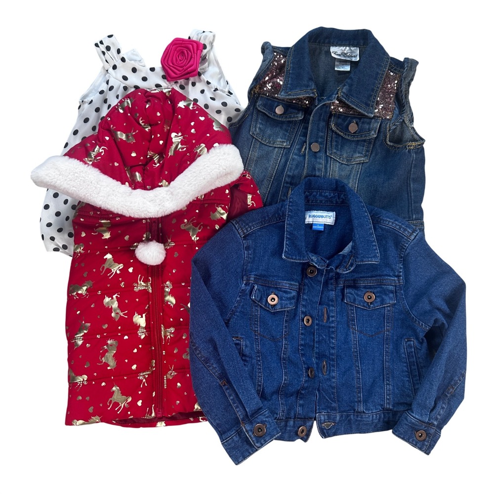 Girls Outerwear Lot RuggedButts Denim Jacket Rare Editions Vest Puffer Size 5 6